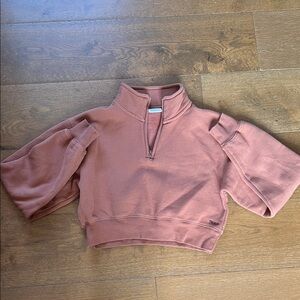 TNA Aritzia Cozy Fleece Half-Zip in Warm Brown